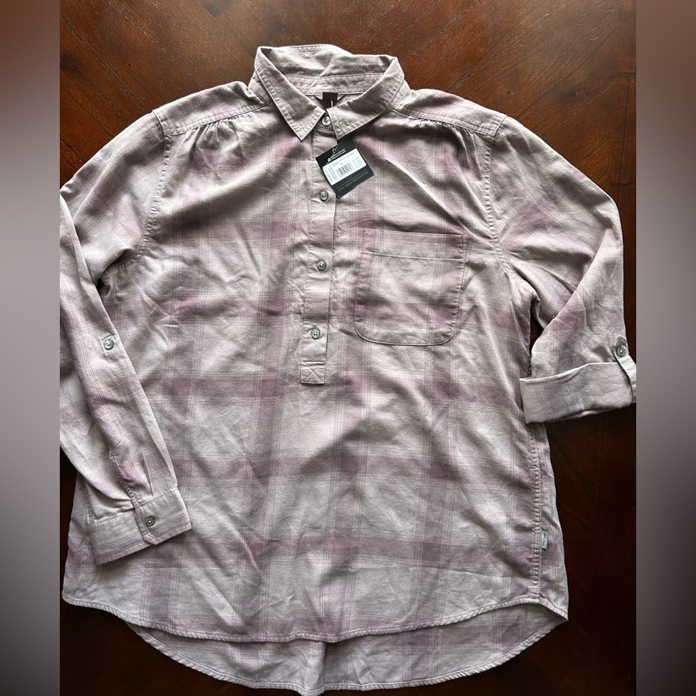 NEW Eddie Bauer Women's long Sleeve Plaid Top - Light Purple